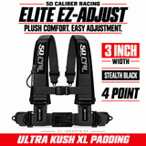 Elite EZ-Adjust 4/5-Point UTV Harness — 3" width / Stealth Black / 4 Point