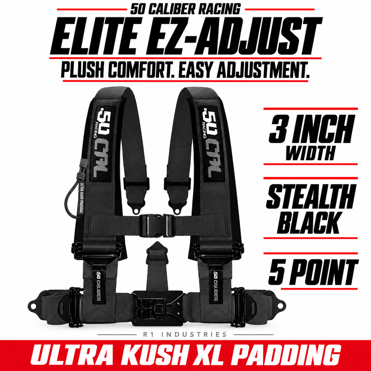Elite EZ-Adjust 4/5-Point UTV Harness — 3" width / Stealth Black / 5 Point