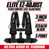 Elite EZ-Adjust 4/5-Point UTV Harness — 3" width / Stealth Black / 5 Point