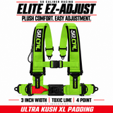 Elite EZ-Adjust 4/5-Point UTV Harness — 3" width / Toxic Lime / 4 Point