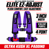 Elite EZ-Adjust 4/5-Point UTV Harness — 3" width / Violent Purple / 4 Point