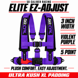 Elite EZ-Adjust 4/5-Point UTV Harness — 3" width / Violent Purple / 5 Point