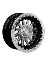 15″ Billet Aluminum Beadlock Wheel for Can-Am Maverick R (Packard Cyclone Silver) — Manufacturer studio configuration preview — cycl slv 139.7 blkb pblv1 7