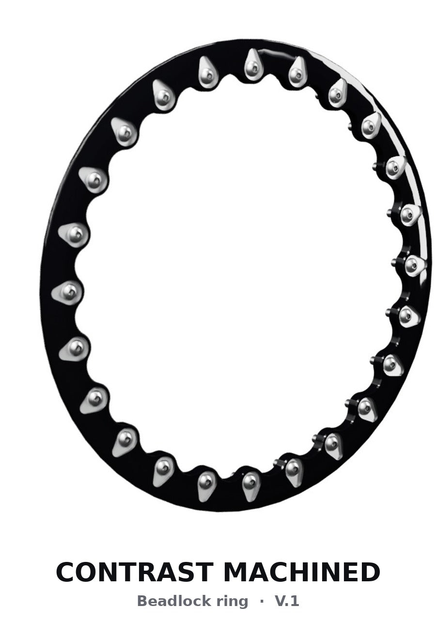 15″ Billet Aluminum UTV Beadlock Wheel (Packard V2 Super Star Black, 4x110) — Ring option — ring contrast v1