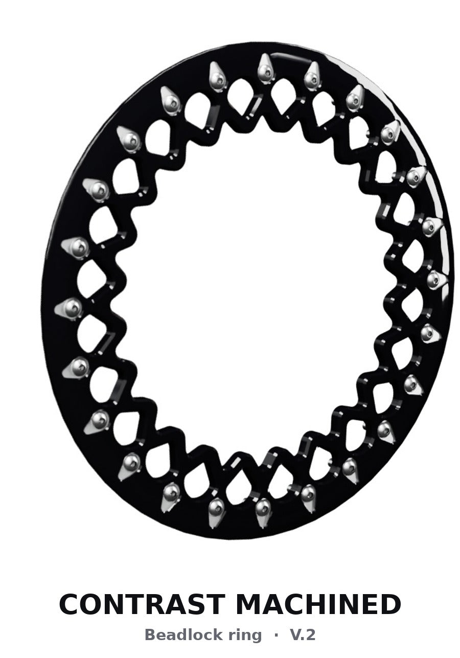15″ Billet Aluminum UTV Beadlock Wheel (Packard V2 Super Star Black, 4x110) — Ring option — ring contrast v2