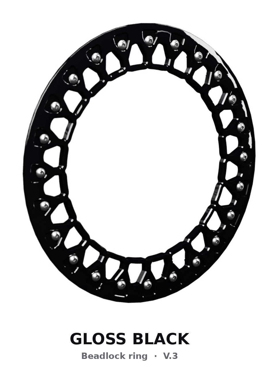 15″ Billet Aluminum UTV Beadlock Wheel (Packard V2 Super Star Black, 4x110) — Ring option — ring gloss black v3