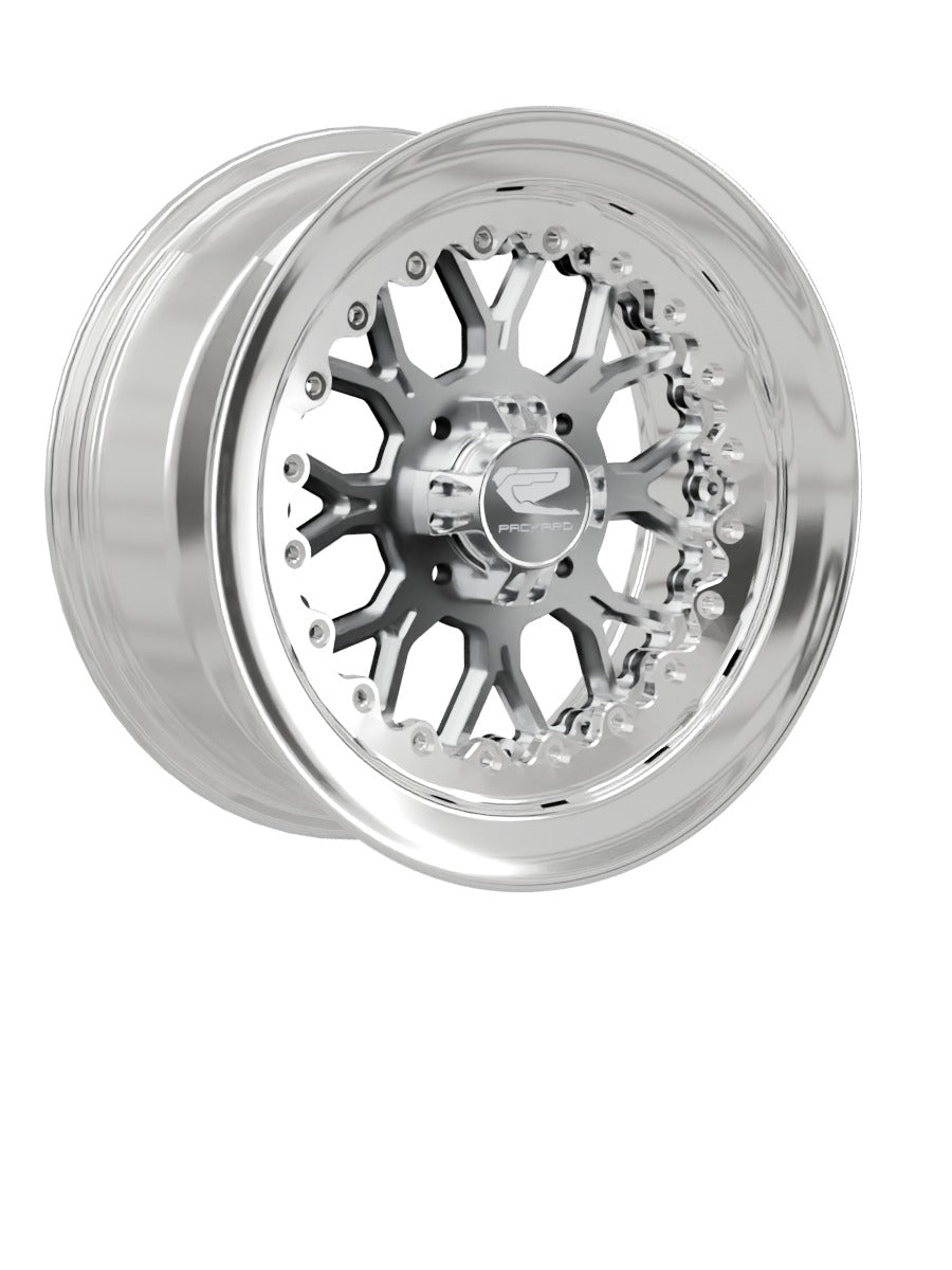 15″ Billet Aluminum UTV Wheel (Packard Wishbone Polished Silver, 4x110) — Manufacturer studio configuration preview — wb slv 110 polb 7