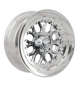 15″ Billet Aluminum UTV Wheel (Packard Wishbone Polished Silver, 4x110) — Manufacturer studio configuration preview — wb slv 110 polb 7