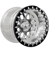 15″ Billet Aluminum UTV Beadlock Wheel (Packard Wishbone Polished Silver, 4x110) — Manufacturer studio configuration preview — wb slv 110 polb blv1 11
