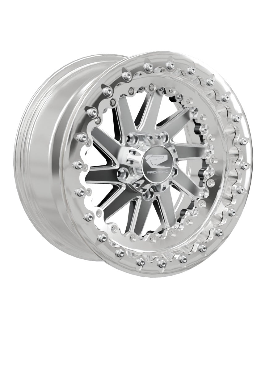 Packard cyclone ff forged polished beadlock silver rzr pro r 5x4 5 — manufacturer configuration rendering; representative image, not a photograph.