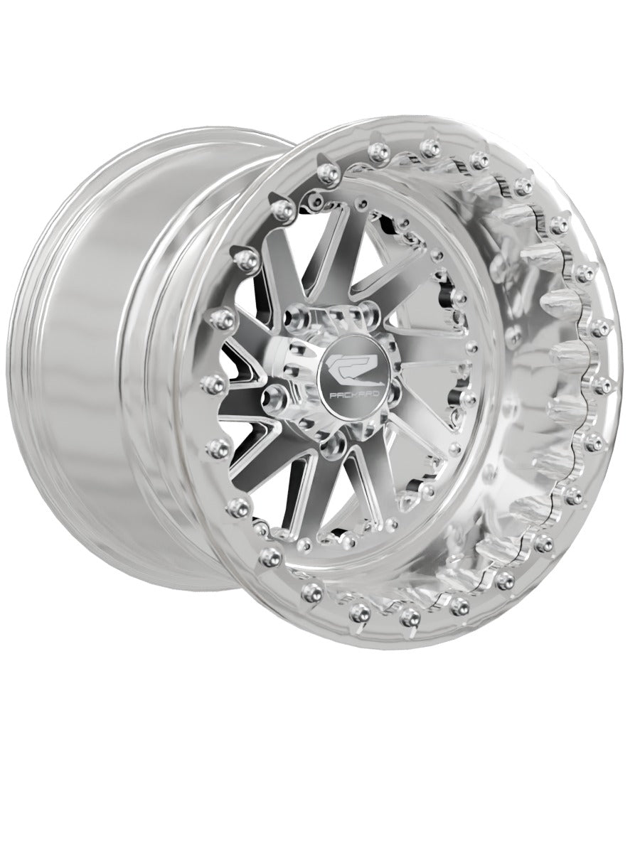 Packard cyclone ff forged polished beadlock silver rzr pro r 5x4 5 — manufacturer configuration rendering; representative image, not a photograph.