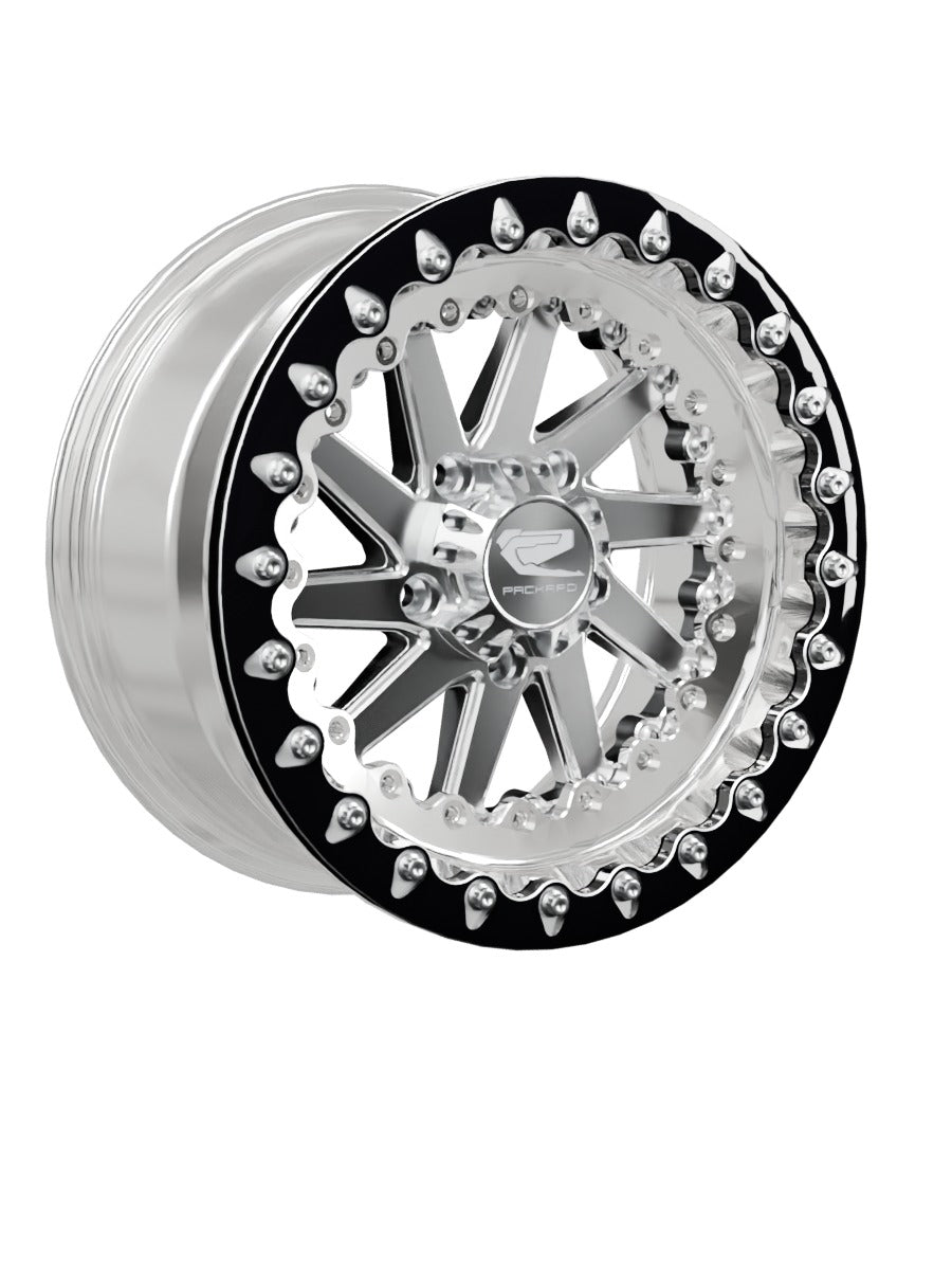 Packard cyclone ff forged polished beadlock silver rzr pro r 5x4 5 — manufacturer configuration rendering; representative image, not a photograph.