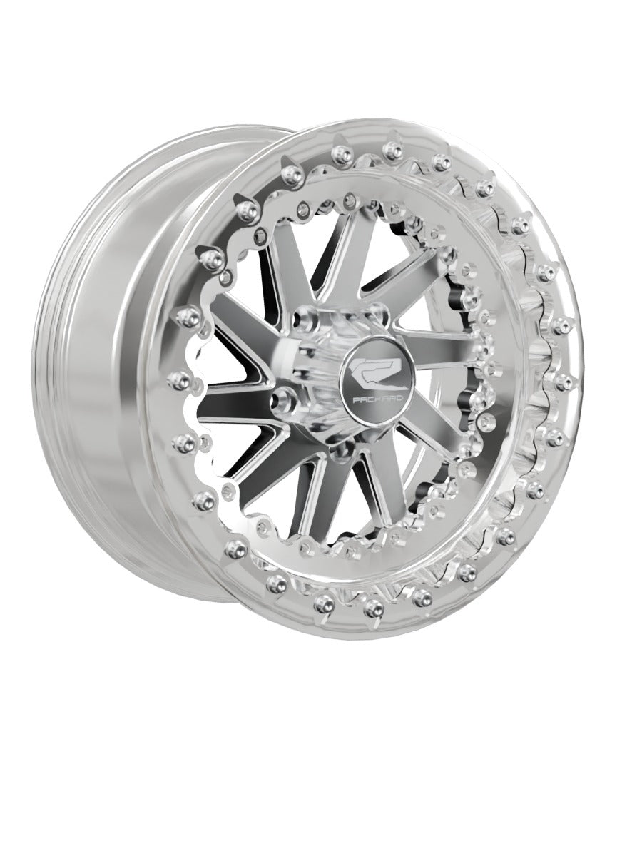 Packard cyclone ff forged polished beadlock silver rzr pro r 5x4 5 — manufacturer configuration rendering; representative image, not a photograph.