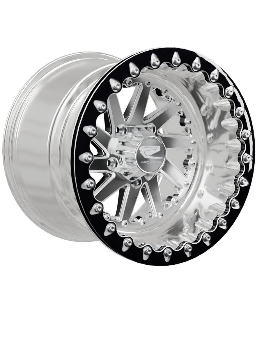Packard cyclone ff forged polished beadlock silver rzr pro r 5x4 5 — manufacturer configuration rendering; representative image, not a photograph.