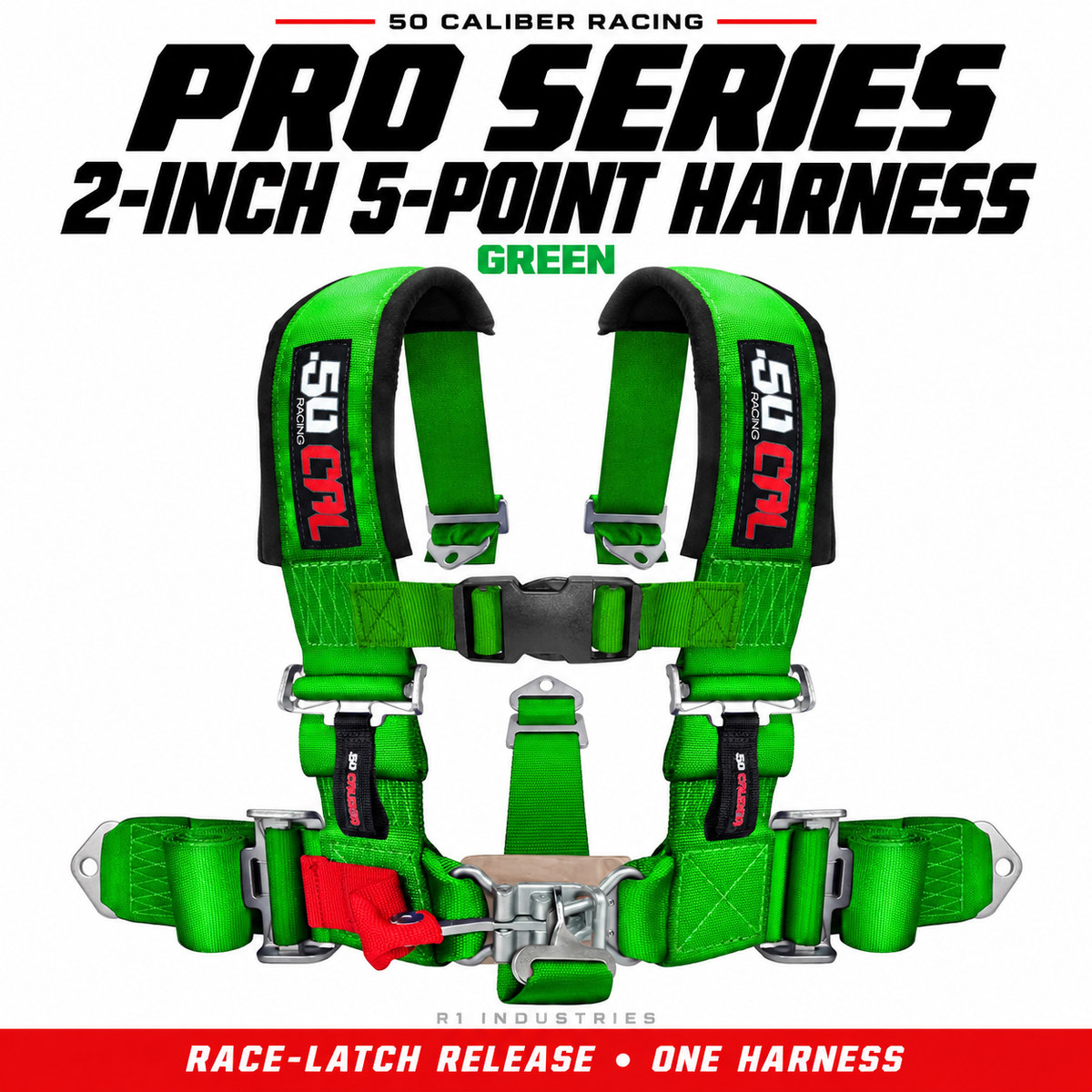 GREEN Pro Series 2-inch 5-point race-latch harness — standalone color image