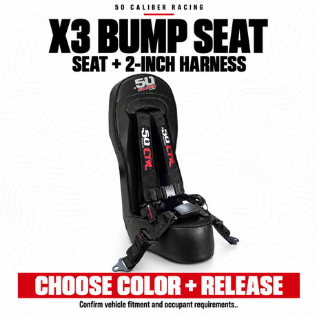 50 Caliber Can-Am Maverick X3 bump seat and harness – black – product view