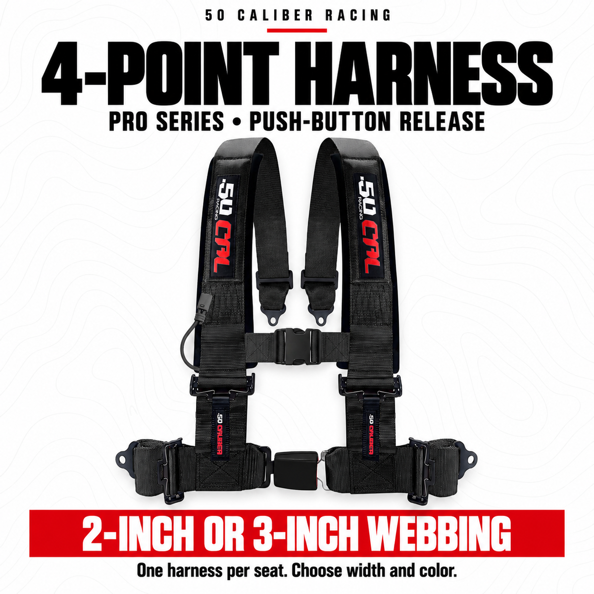 4-Point UTV Harness with Push-Button Release | 50 Caliber Racing — configuration and fitment guide