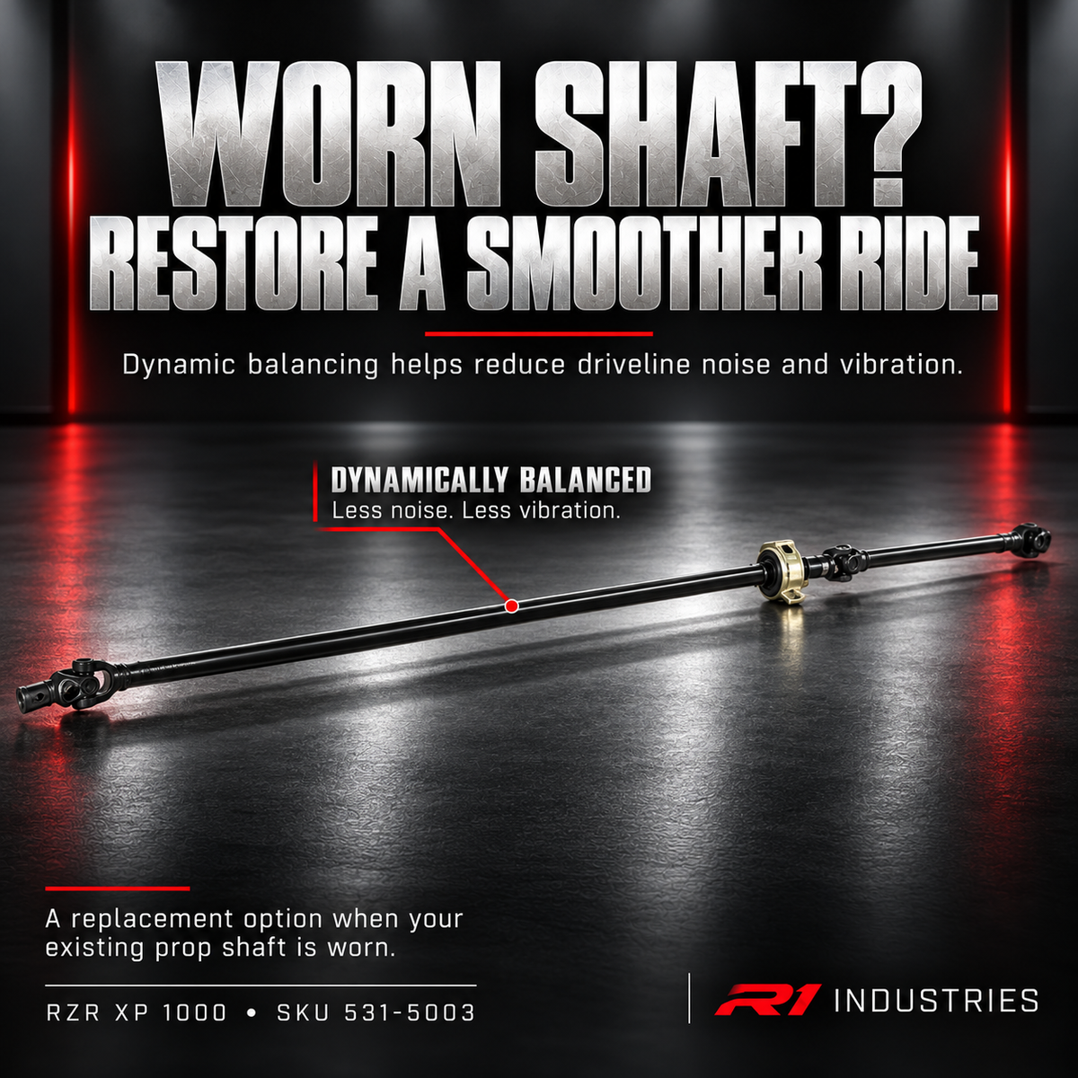 All Balls Racing RZR XP 1000 prop shaft — dynamic balancing helps reduce noise and vibration