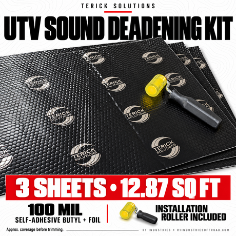 Terick 100 mil UTV sound deadening kit — 3 sheets, 12.87 sq ft, installation roller included