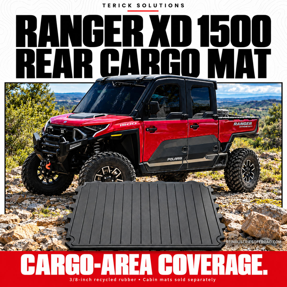 Terick Polaris Ranger XD 1500 rubber mats — separate rear cargo mat