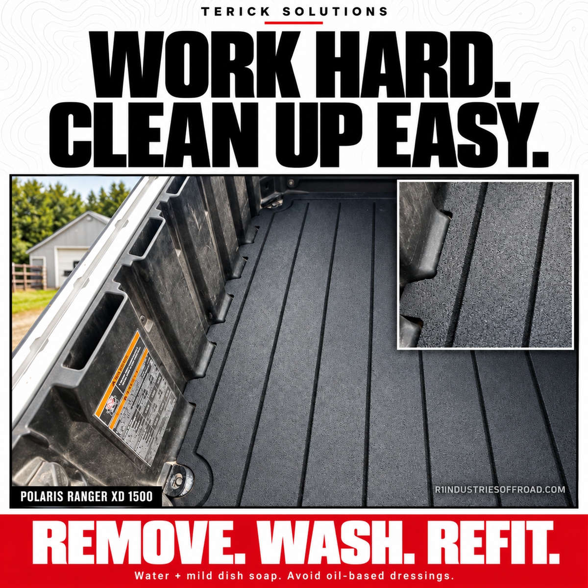 Terick Polaris Ranger XD 1500 rubber mats — removable mat cleaning