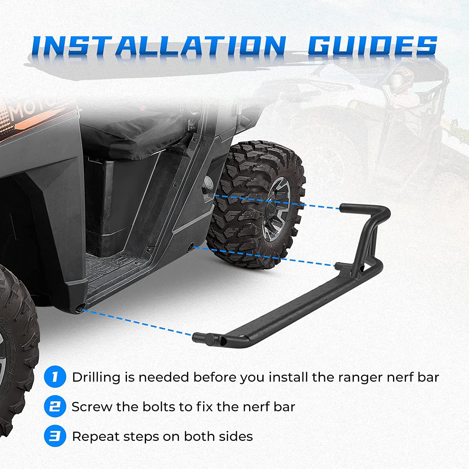 Photo of Nerf Bars for Ranger XP 1000 2018-2024 by Kemimoto - Premium for UTVs / Side by Sides