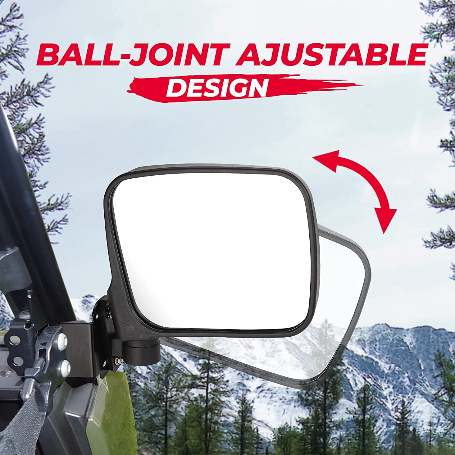 Photo of UTV Rear View Side Mirrors 7.8" Large Pro-fit Cab for Polaris Ranger 500/570/XP 900 by Kemimoto - Premium for UTVs / Side by Sides