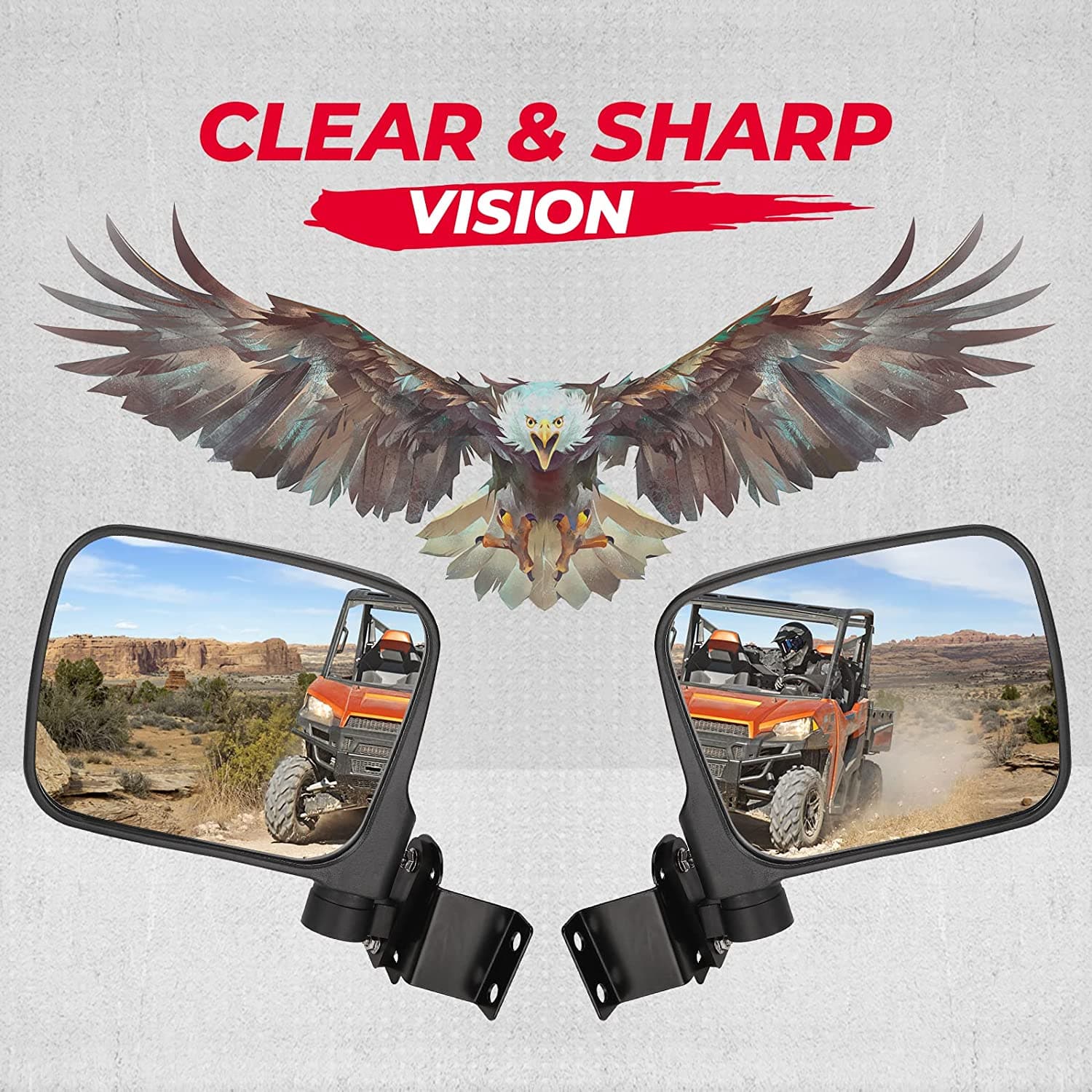 Photo of UTV Rear View Side Mirrors 7.8" Large Pro-fit Cab for Polaris Ranger 500/570/XP 900 by Kemimoto - Premium for UTVs / Side by Sides