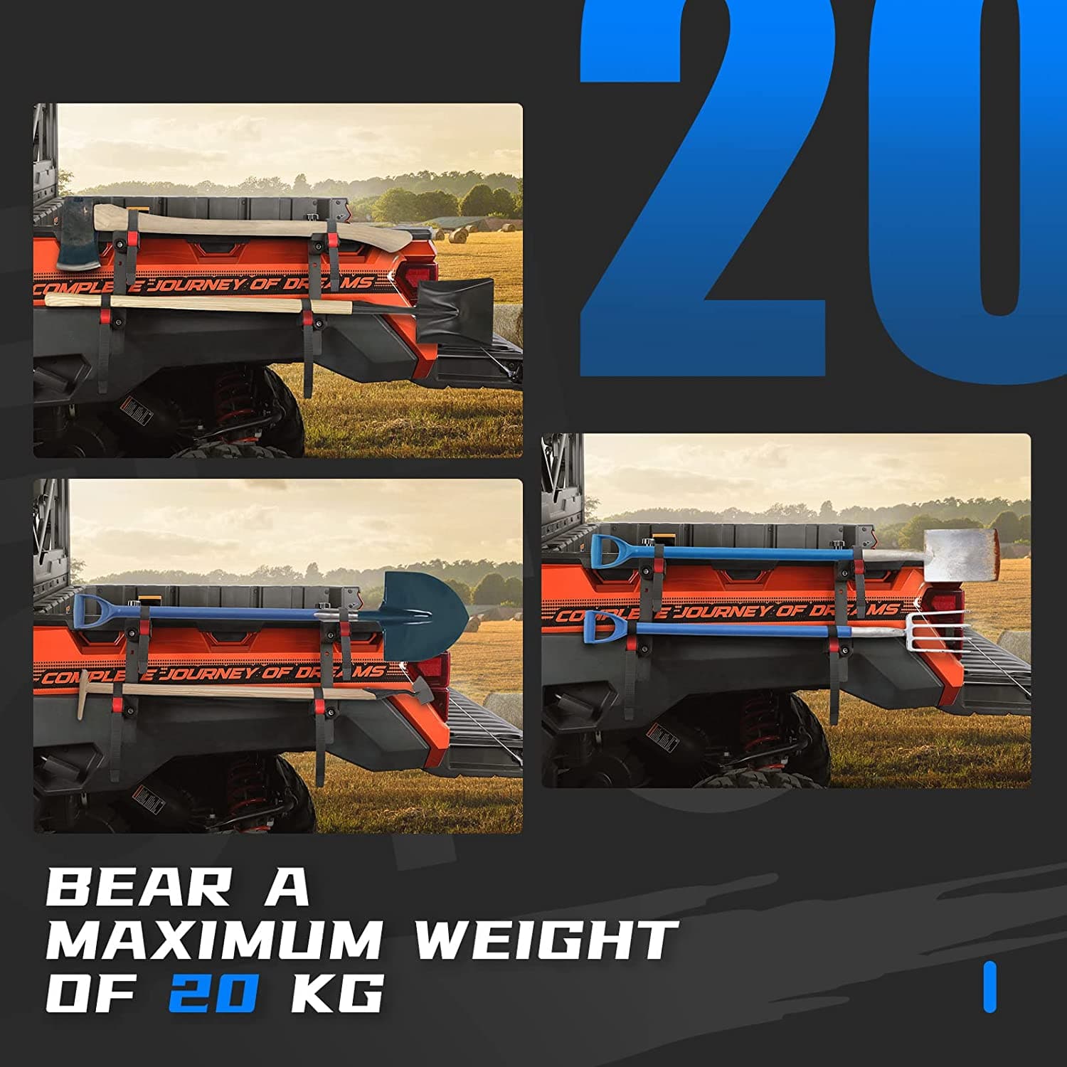 Photo of Tool Holder, Bed Shovel Holder for Ranger 1000 900 570 XP/Crew General 2016-2023 by Kemimoto - Premium for UTVs / Side by Sides