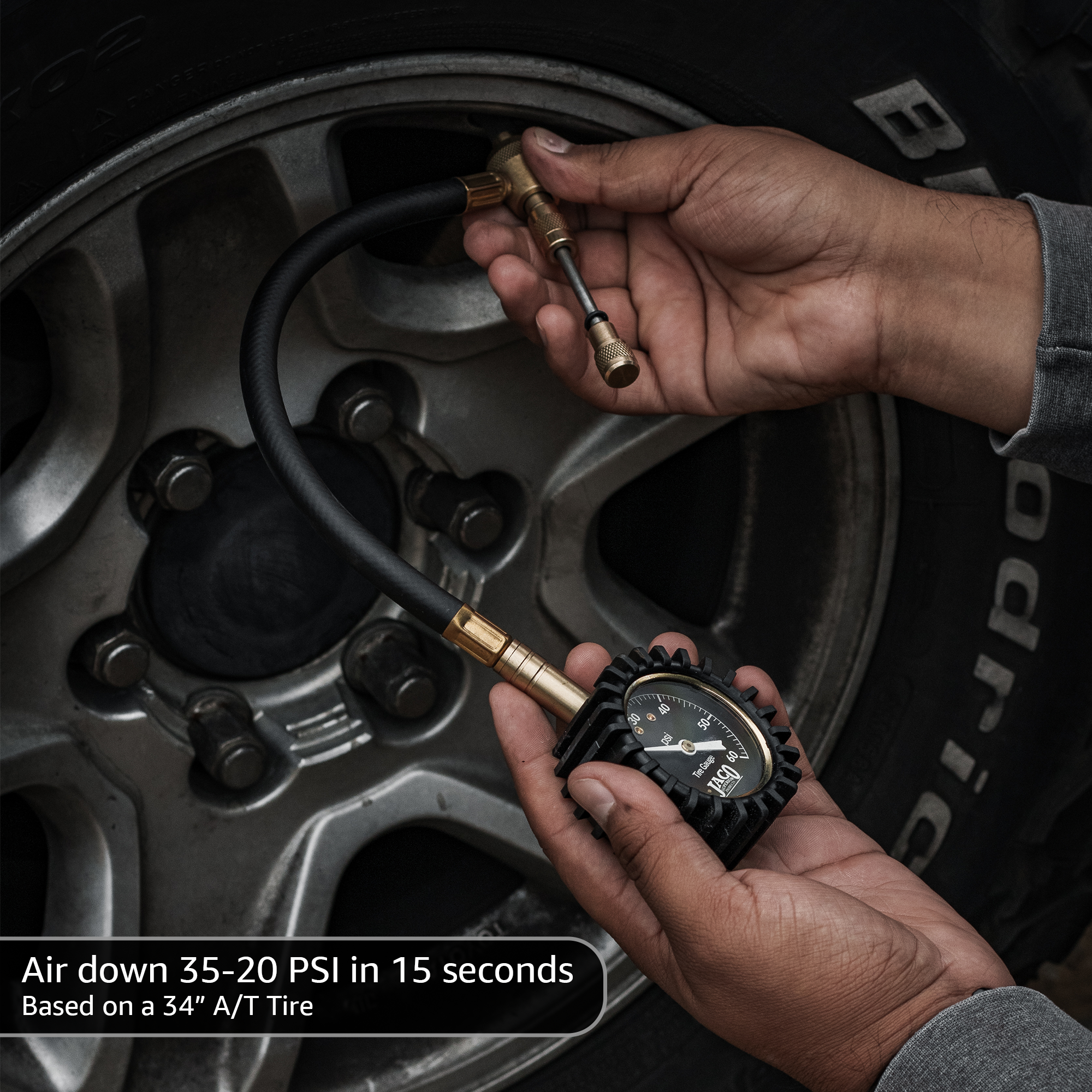 Photo of RapidFlow™ Tire Deflator Gauge (0-60 PSI) | Rapid Off-Road Air Down Kit by JACO - Premium Tire Deflator for UTVs / Side by Sides