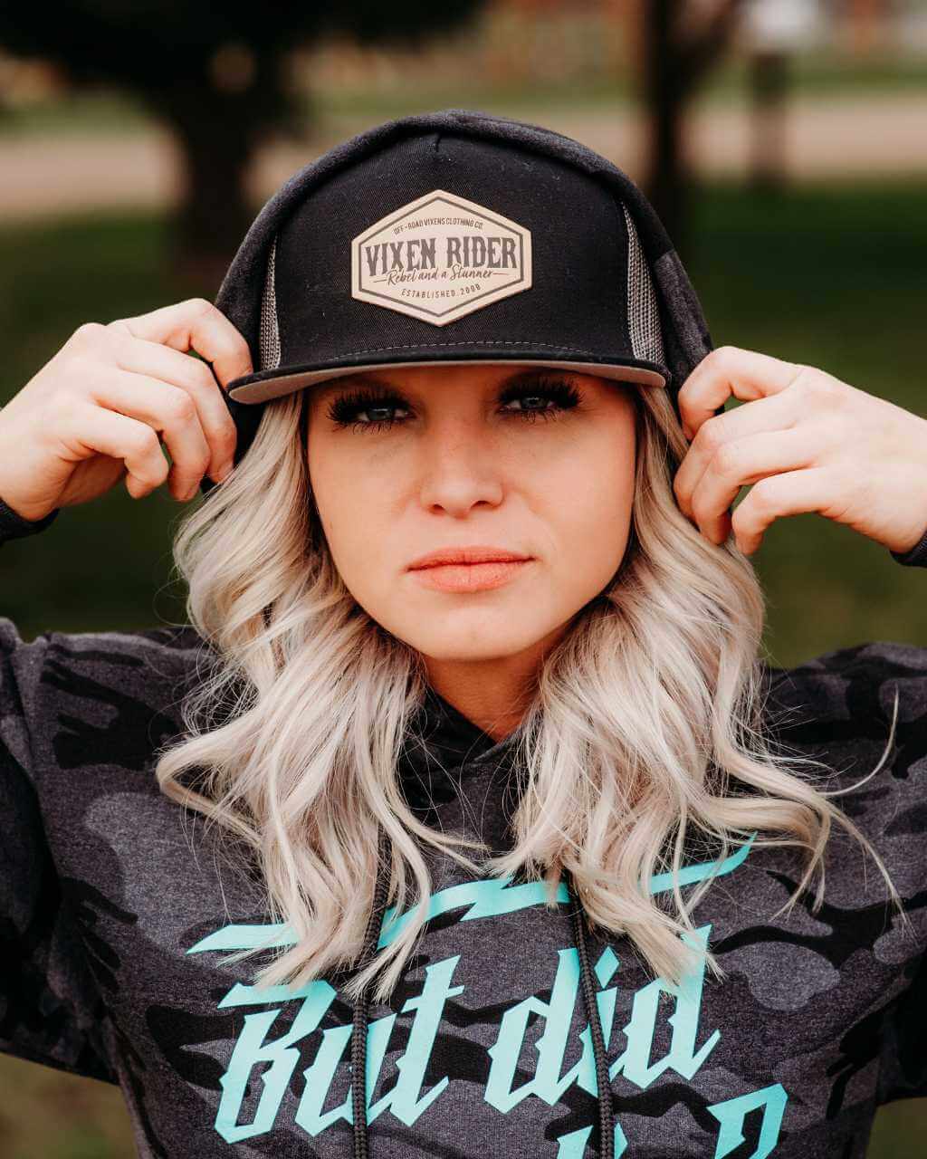 Photo of Rebel Flat Bill - Black/Charcoal by OFF-ROAD VIXENS CLOTHING CO. - Premium Hats for UTVs / Side by Sides