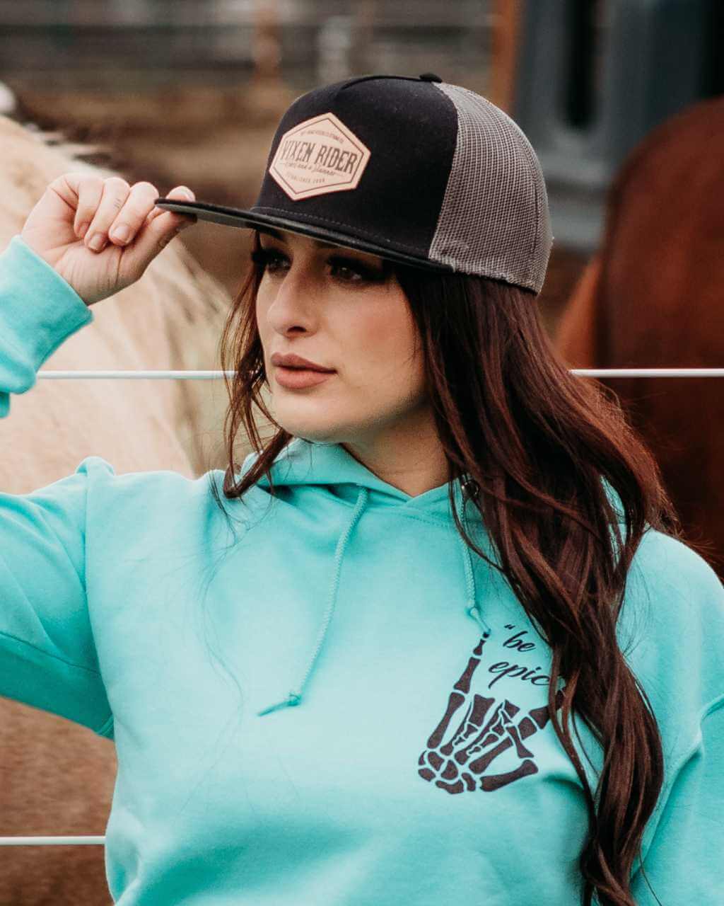 Photo of Rebel Flat Bill - Black/Charcoal by OFF-ROAD VIXENS CLOTHING CO. - Premium Hats for UTVs / Side by Sides