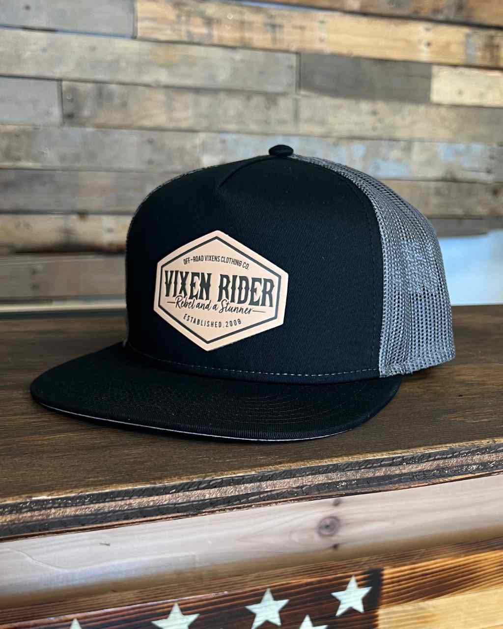Photo of Rebel Flat Bill - Black/Charcoal by OFF-ROAD VIXENS CLOTHING CO. - Premium Hats for UTVs / Side by Sides