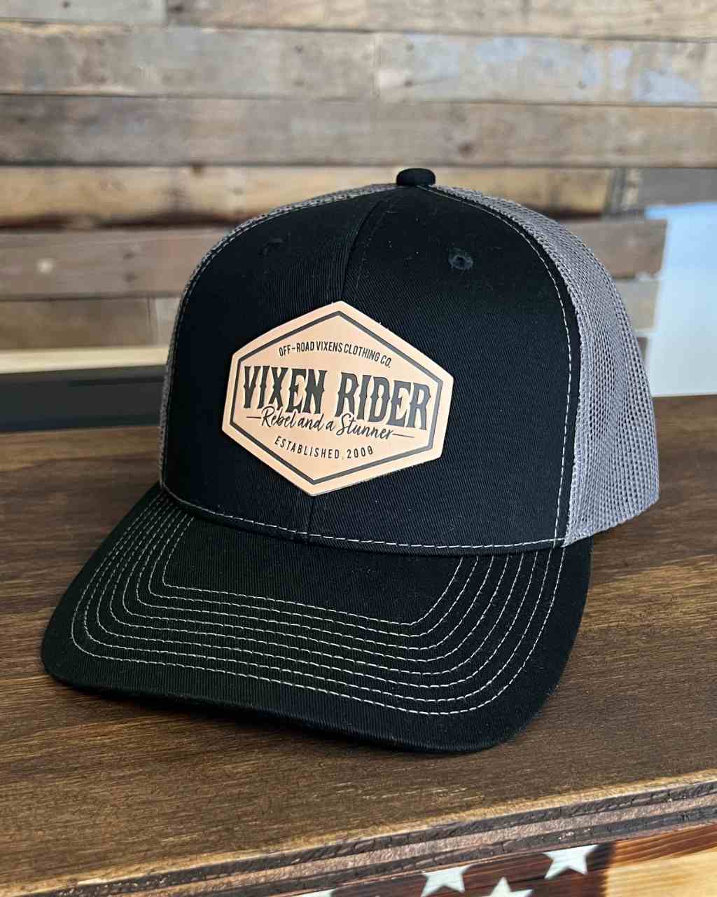 Photo of Rebel Trucker Hat Black/Charcoal by OFF-ROAD VIXENS CLOTHING CO. - Premium Hats for UTVs / Side by Sides