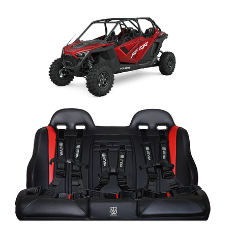 Photo of RZR 4 PRO (Turbo R, Pro R, Pro) Rear Bench Seat W Harnesses (2020-2025) by UTVMA - Premium Bench Seat for UTVs / Side by Sides