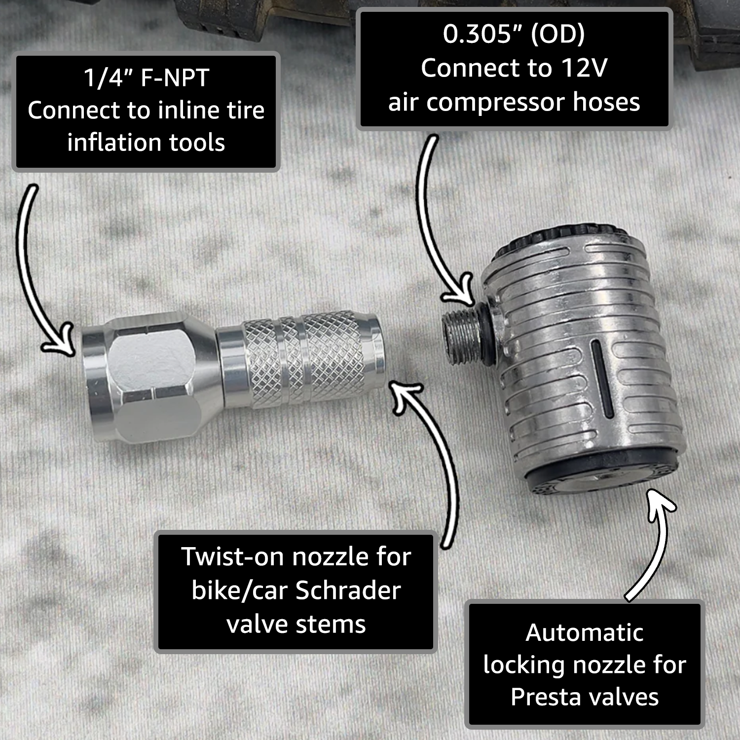 Photo of Lightning™ XP Locking Presta Air Chuck for Bike Tires - 1/4" F-NPT (Presta Valves) by JACO - Premium Air Chuck for UTVs / Side by Sides