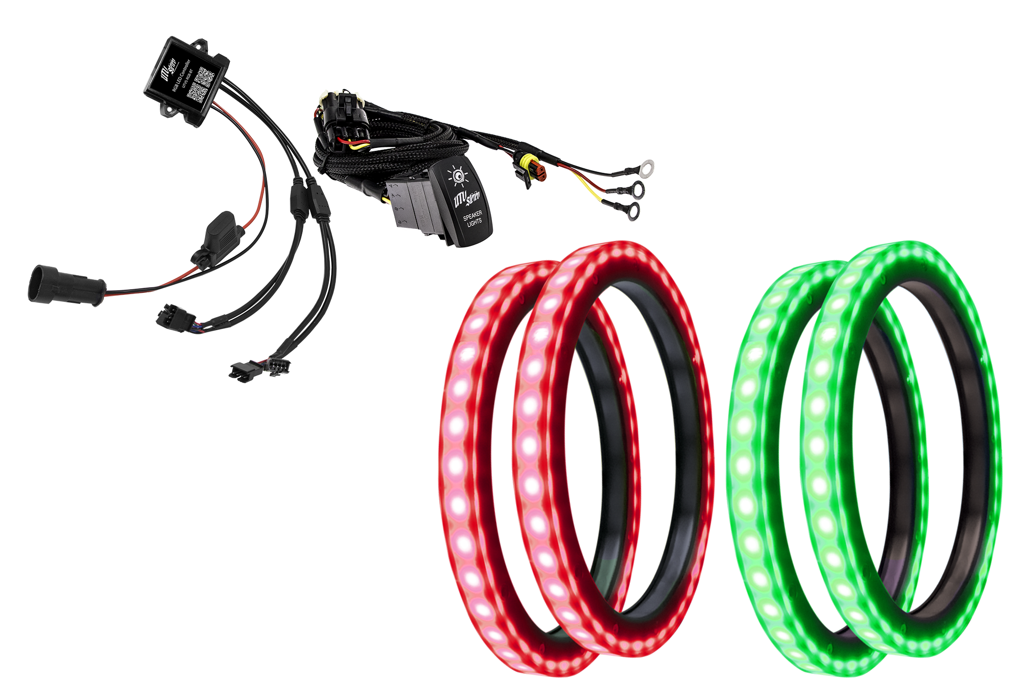 Photo of 8" RGB LED Speaker Rings (Pair) | UTVS-8LSR by UTV Stereo - Premium Speaker Light Ring for UTVs / Side by Sides