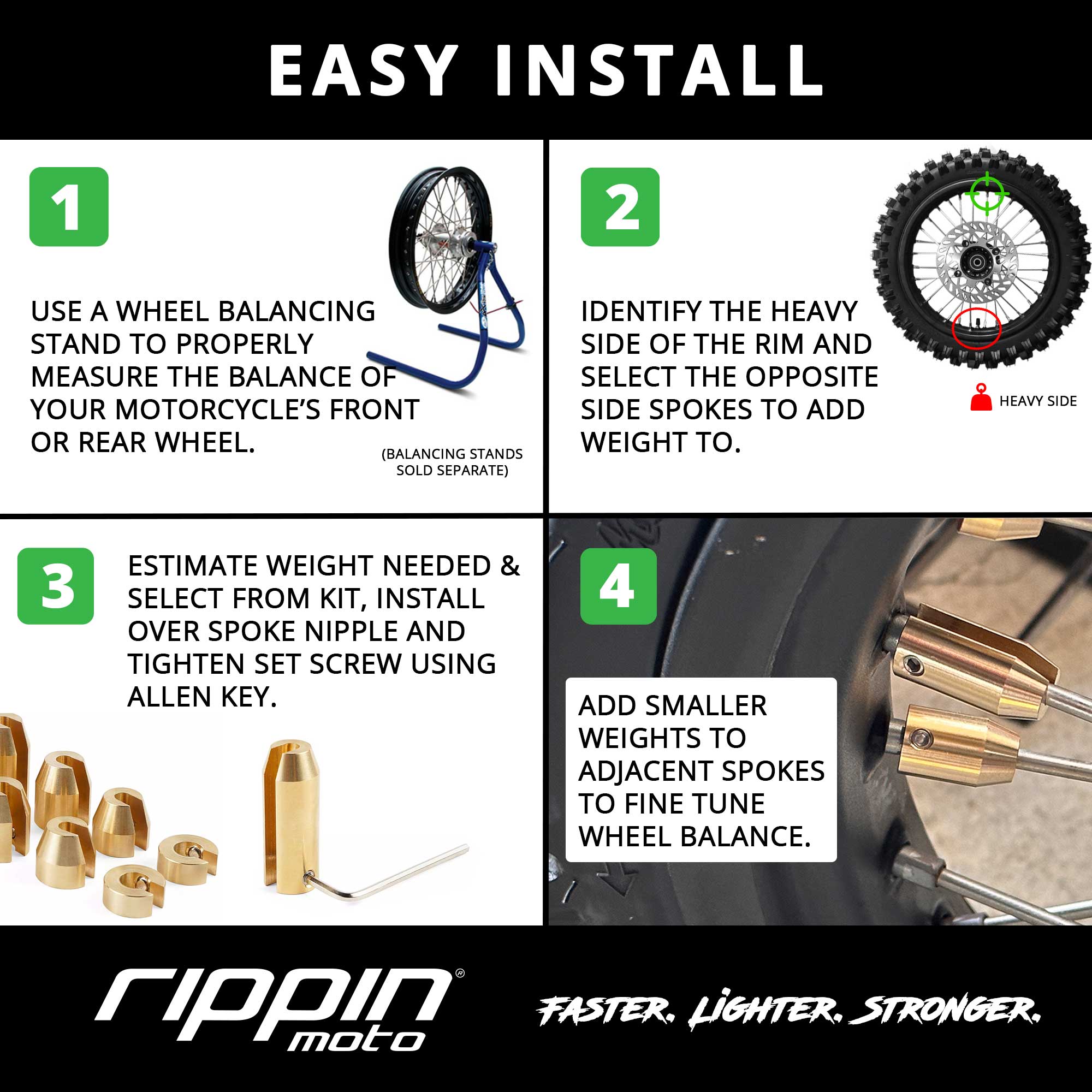 Photo of 14 Pack Spoke Wheel Weights (Brass) by Rippin Moto - Premium Wheels for UTVs / Side by Sides