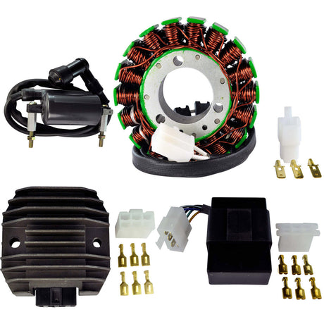 Photo of Kit Stator + Voltage Regulator Rectifier + PeakRPM CDI Box + External Ignition Coil for Kawasaki KLF 300 Bayou 1986-1987 by RM STATOR - Premium for UTVs / Side by Sides