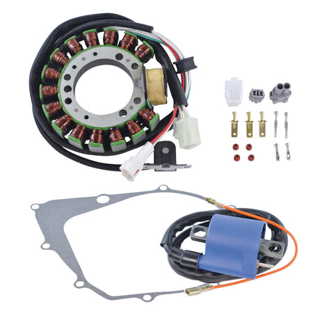 Photo of Kit Stator + Crankcase Cover Gasket + Ignition Coil for Yamaha YFM Kodiak Big Bear Moto 4 Warrior 350 400 1993-2001 by RM STATOR - Premium for UTVs / Side by Sides
