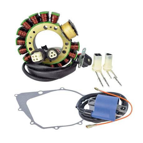 Photo of Kit Stator + External Ignition Coil + Crankcase Cover Gasket for Yamaha YFM 350 Warrior Moto 4 Big Bear 1990-1995 by RM STATOR - Premium for UTVs / Side by Sides