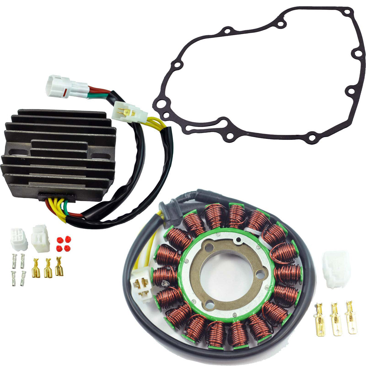 Photo of Kit Improved Heavy Duty Stator + Regulator + Gasket for Suzuki GSXR 600 / GSXR 750 2006-2019 | 31401-01H00 / 31401-01H11 by RM STATOR - Premium for UTVs / Side by Sides