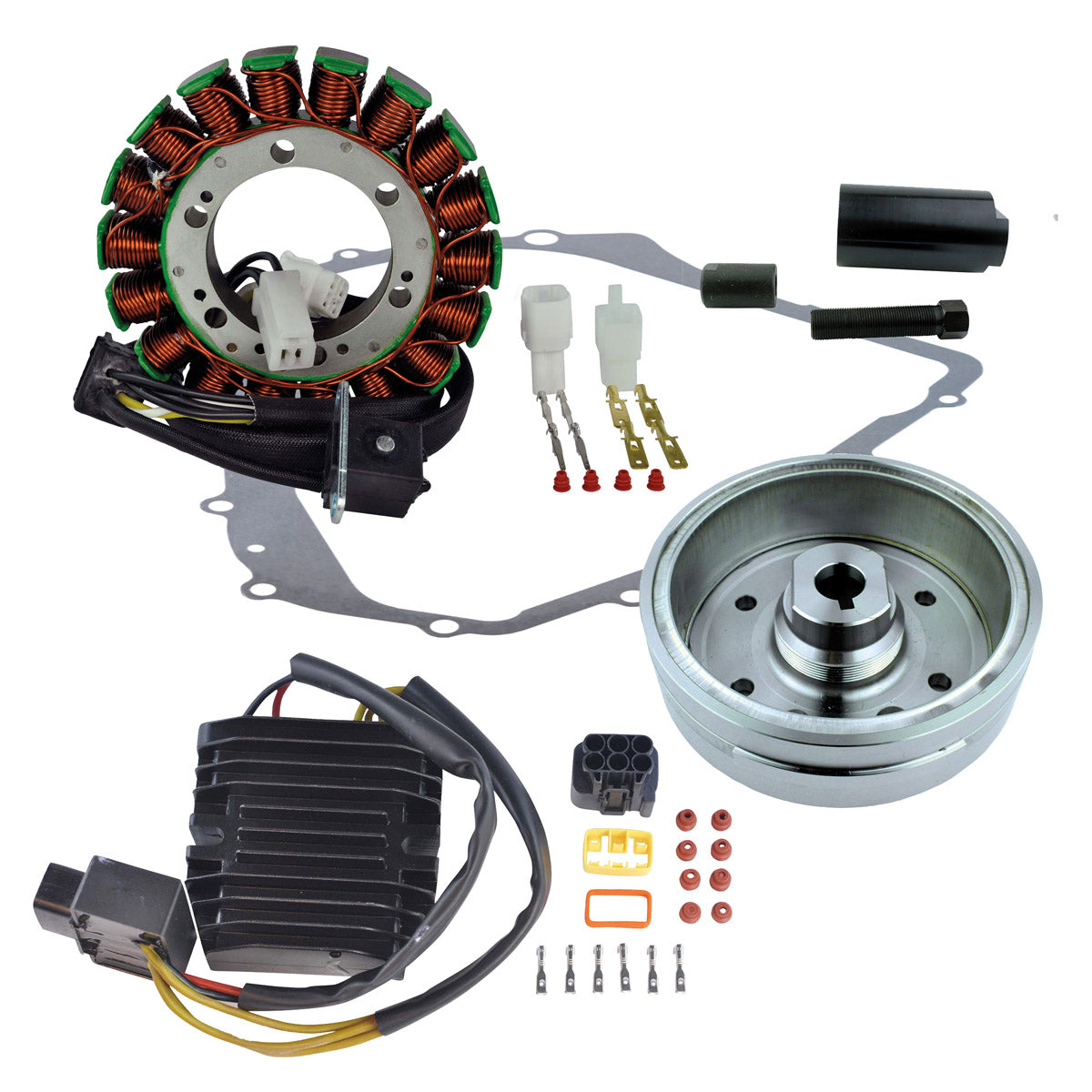 Photo of Kit Improved Flywheel + Flywheel Puller + Stator + Mosfet Regulator + Gasket for Suzuki LTA 400 Eiger 4x4 Auto 2002-2007 by RM STATOR - Premium for UTVs / Side by Sides