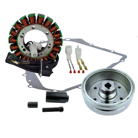 Photo of Kit Improved Flywheel + Flywheel Puller + Stator + Crankcase Cover Gasket for Arctic Cat 400 A. 2002-2008 | 32102-38F00 by RM STATOR - Premium for UTVs / Side by Sides
