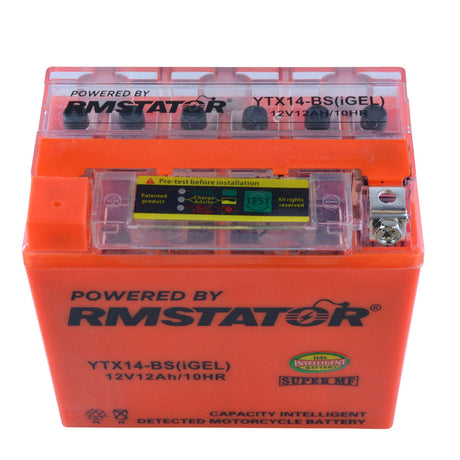 Photo of YTX14-BS 12V 12AH 200 CCA Maintenance Free - Sealed AGM Battery – Built-In Voltage Meter for ATV Motorcycles Scooters by RM STATOR - Premium for UTVs / Side by Sides