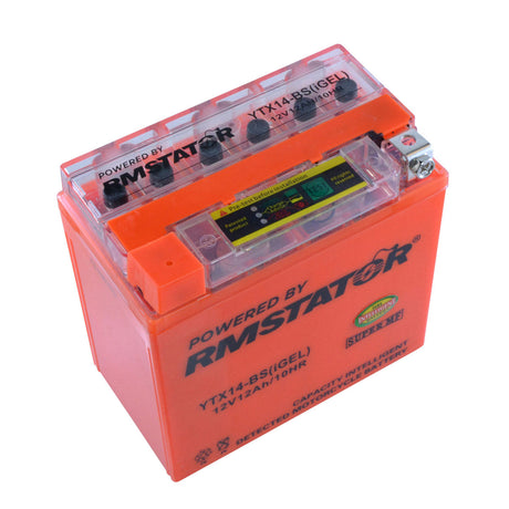 Photo of YTX14-BS 12V 12AH 200 CCA Maintenance Free - Sealed AGM Battery – Built-In Voltage Meter for ATV Motorcycles Scooters by RM STATOR - Premium for UTVs / Side by Sides