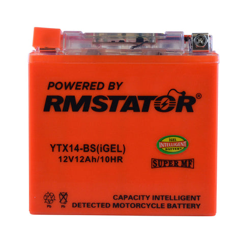 Photo of YTX14-BS 12V 12AH 200 CCA Maintenance Free - Sealed AGM Battery – Built-In Voltage Meter for ATV Motorcycles Scooters by RM STATOR - Premium for UTVs / Side by Sides