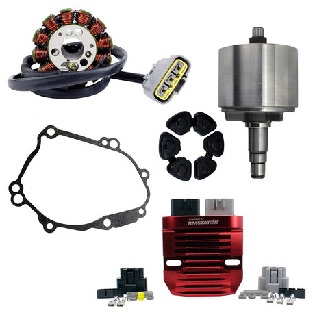 Photo of Stator + Flywheel + Aluminum Voltage Regulator + Gasket Yamaha YZF R1 FZ1 FZ8 06-14 | 2SH-81450-00-00 2D1-81410-10-00 by RM STATOR - Premium for UTVs / Side by Sides