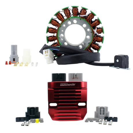 Photo of Stator + Red Aluminum Mosfet Regulator for Triumph Street Triple 675 2008-2017 / Street Triple 675 R 2008-2017 2019 2020 by RM STATOR - Premium for UTVs / Side by Sides