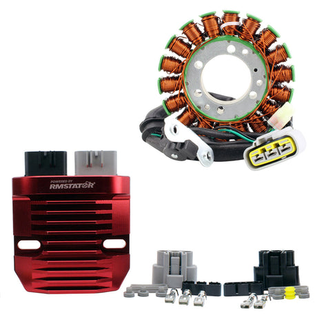 Photo of Stator + RMSTATOR Red Machined Alum Mosfet Regulator for Triumph Street Triple 660 675 765 2008-2020 | T1300057 T1300205 by RM STATOR - Premium for UTVs / Side by Sides